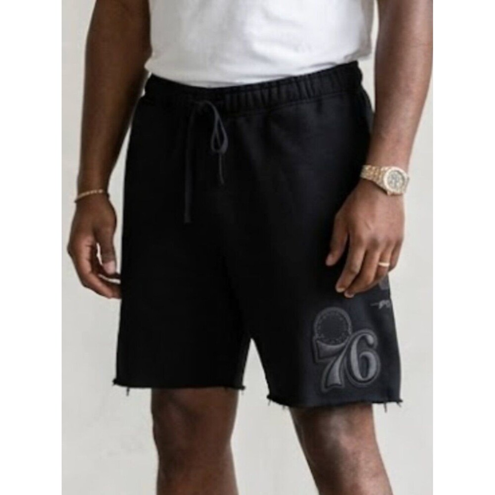 Pro Standard Philadelphia 76ers NBA Black Patch Sweatshorts Men's Size Large